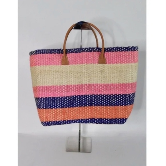 NWT! ANTHROPOLOGIE Pomaria Tassel Tote Straw Colorful Beach Pool Resort Vacation - Picture 7 of 15